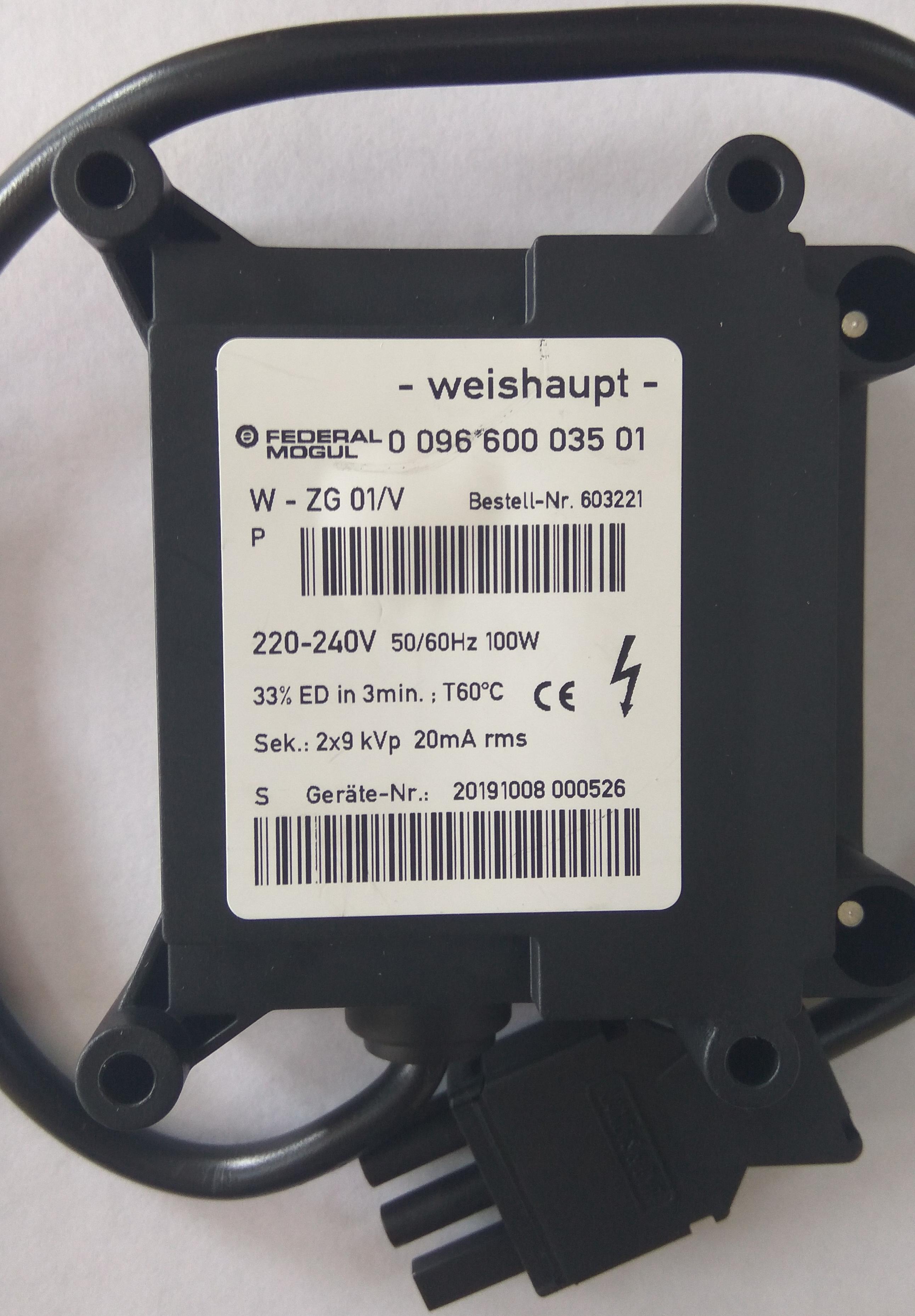 Трансформатор поджига Weishaupt W-ZG 01/V 220-240V (603194) (603186 .