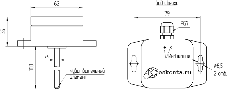 Датчик температуры, канальное исполнение, выходной сигнал Термистор NTC ...